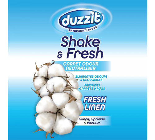 Освіжувач для килимів з нейтралізацією запаху Duzzit Shake & Fresh Свіжість бавовни 500 г