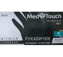 Рукавиці нітрилові неопудрені чорні Med Touch М 100 шт