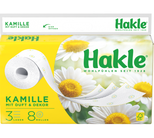 Туалетная бумага Hakle Kamille 8 рулонов 3 слоя