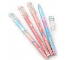 Ручка гелевая пиши-стирай Цветы QX 1814-2 синяя 0.5 мм