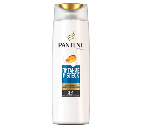 Шампунь и бальзам-ополаскиватель для любого типа волос Pantene 2 в 1 Pro-V Питание и блеск 400 мл
