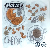 Салфетка Malvar Кофе 30х30 см 2-х шаровая 40 шт