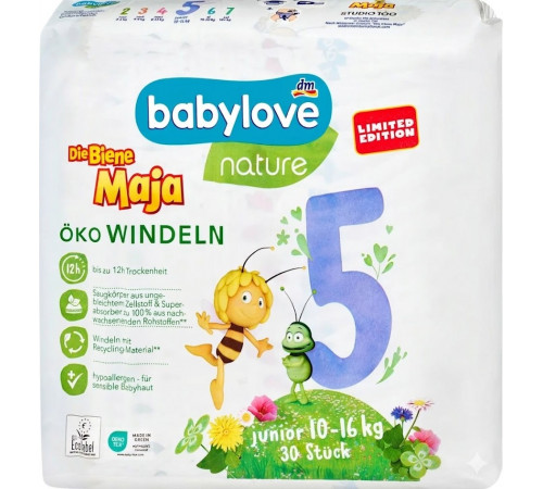 Підгузки Babylove Nature 5 (10-16 кг) 30 шт