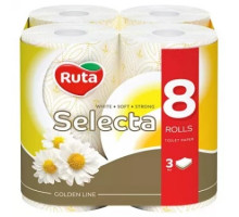 Туалетная бумага Ruta Selecta Camomile 3 слоя 8 рулонов