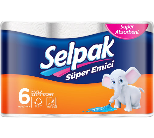 Бумажные полотенца Selpak 3 слоя 6 шт