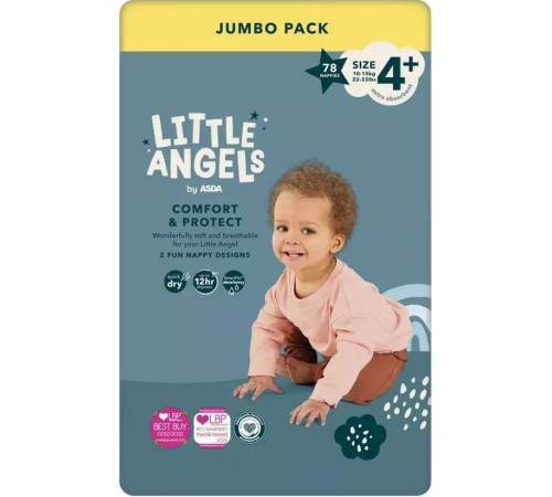 Підгузки Asda Little Angels Comfort & Protect 4+ (10-15 кг) 78 шт