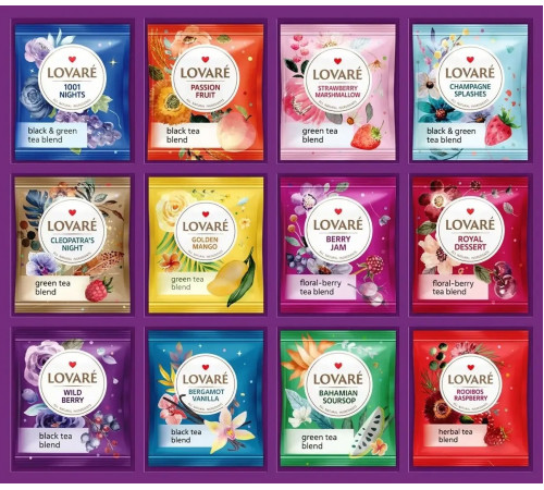 Коллекция чая Lovare Flowers&Tea 12 видов по 5 шт