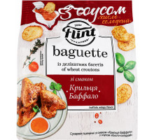 Сухарики пшеничні Flint baguette зі смаком Крильця Баффало з кисло-солодким соусом 50 г + 15 г