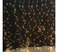 Гірлянда волосінь штора ZABI-31 3*3 G Промені роси 3 х 3 м, на батарейках з USB, золото
