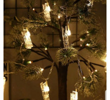 Гірлянда світлодіодна нитка з прищіпками (20 шт, 3 метри, батарейки+USB)