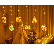 Світлодіодна гірлянда шторка XR-11 G з 3D фігурками 10 шт, золото