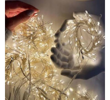 Гірлянда штора RV-338 W роса-мішура 3 х 0.6 м, 10 ліній, 200 Led+USB+пульт, холoдне світло