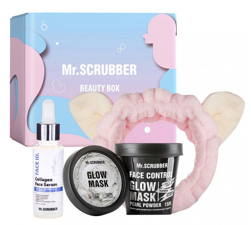 Подарунковий набір жіночий Mr.Scrubber Glow & Moisture (маска для обличчя 150 г + сироватка для обличчя 35 мл + пов'язка для волосся)