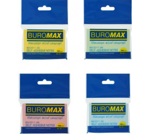 Блок паперу для нотаток з клейким шаром Buromax 2311-99 76x51 мм 100 аркушів