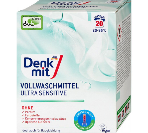 Стиральный порошок Denkmit Vollwaschmittel Ultra Sensitive 1.35 кг 20 циклов стирки