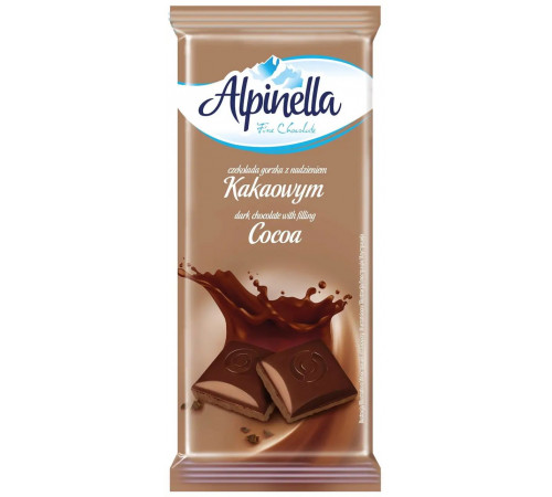 Шоколад черный Alpinella с какао-начинкой 100 г
