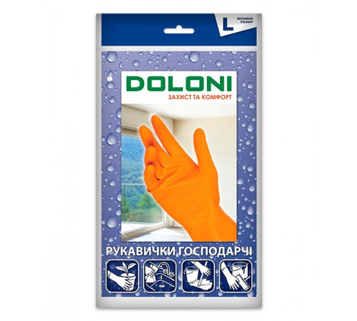 Перчатки латексные хозяйственные Doloni Household L оранжевые 1 пара