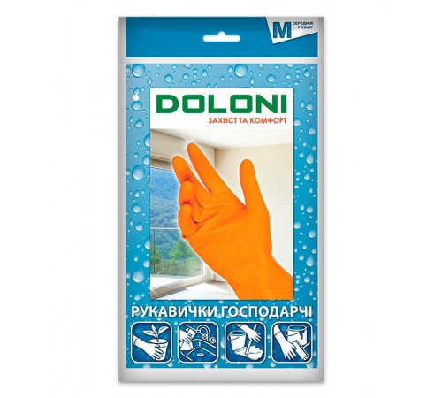 Перчатки латексные хозяйственные Doloni Household M оранжевые 1 пара