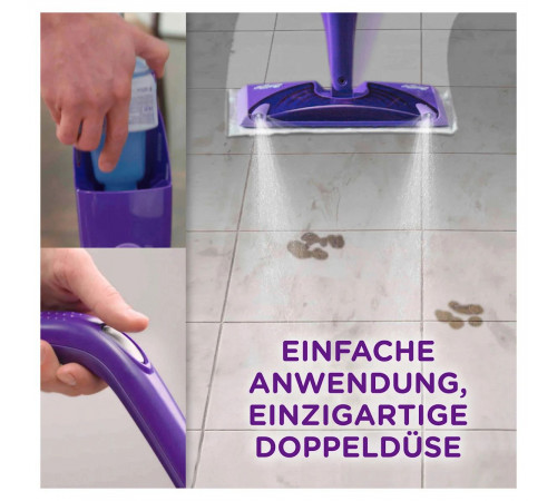 Стартовий набір для прибирання Swiffer Wet Jet (швабра, 5 серветок, ємність з рідиною, 2 батарейки)