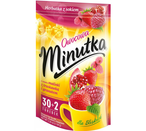 Чай Minutka с Малиной, Клубникой и Гранатом 32 пакетика 64 г Чай Minutka с Малиной, Клубникой и Гранатом 32 пакетика 64 г