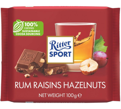 Шоколад Ritter Sport Rum Raisins Hazelnuts 100 г