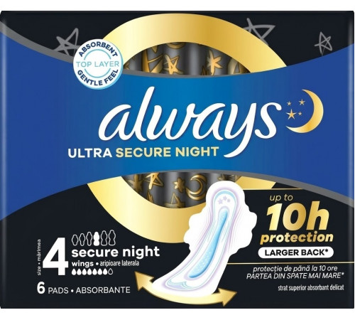 Гігієнічні прокладки Always Ultra Secure Night (Розмір 4) 6 шт