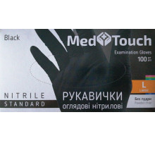 Рукавиці нітрилові неопудрені чорні Med Touch L 100 шт