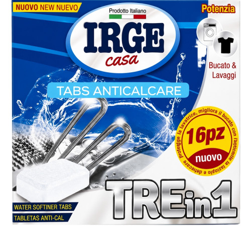 Таблетки проти накипу для пральних машин Irge Casa Tabs Anticalcare 3 в 1 16 шт