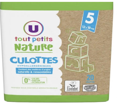 Подгузники-трусики U tout petits Nature 5 (12-18 кг) 20 шт
