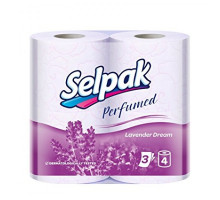 Туалетная бумага Selpak Perfumed 3 слоя Лаванда 4 рулона