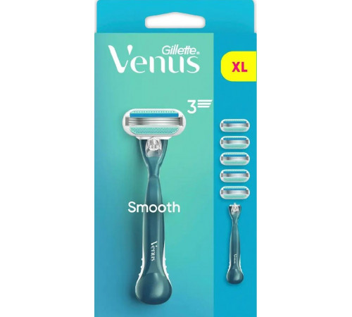 Станок для гоління жіночий Gillette Venus Smooth 5 картриджів 3 леза