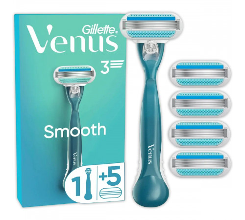 Станок для гоління жіночий Gillette Venus Smooth 5 картриджів 3 леза