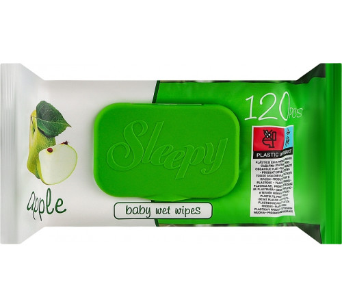 Влажные салфетки детские Sleepy Apple с клапаном 120 шт