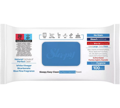 Вологі серветки Sleepy Easy Clean для прибирання Bleach 100 шт