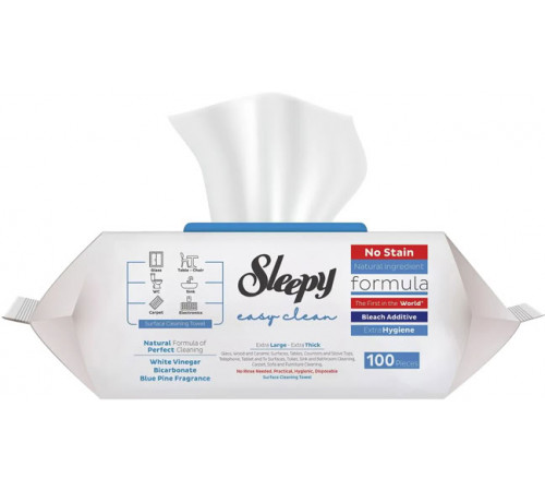 Вологі серветки Sleepy Easy Clean для прибирання Bleach 100 шт