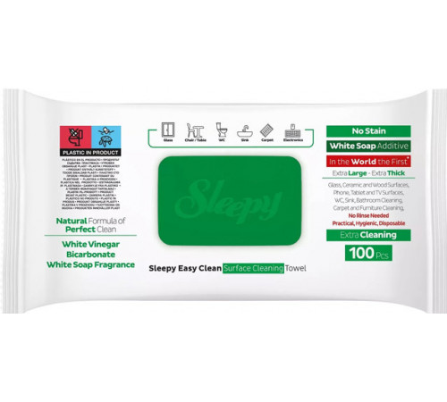 Вологі серветки Sleepy Easy Clean для прибирання Green 100 шт