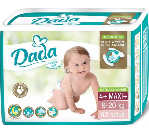 Подгузники детские DADA Extra Soft (4+) maxi+ 9-20 кг 42 шт