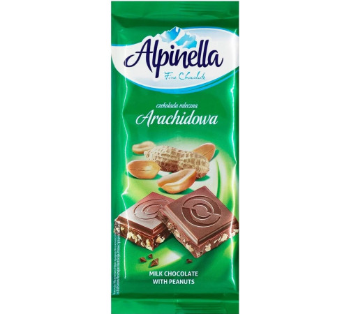 Шоколад молочный Alpinella с Арахисом 90 г
