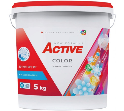 Пральний порошок Active Color Powder відро 5 кг 65 циклів прання