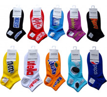 Шкарпетки жіночі короткі Fashion СН5100 розмір 36-41 з принтом Солодощі та напої в асортименті