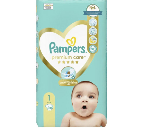 Подгузники Pampers Premium Care 1 (2-5 кг) 50 шт