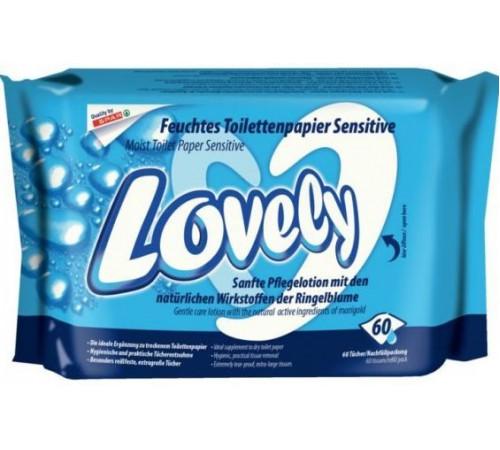 Влажная туалетная бумага Lovely Sensitiv 60 шт