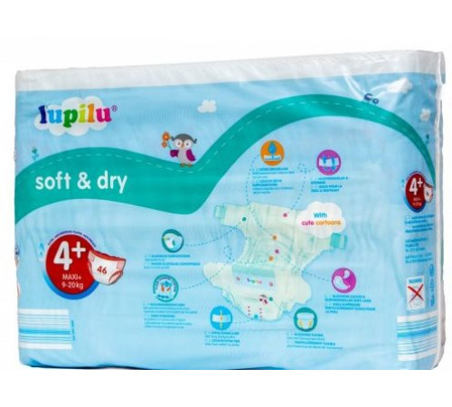 Підгузники Lupilu Soft&Dry 4+ (9-20 кг) 46 шт