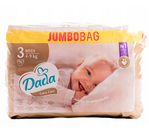 Підгузки Dada Extra Care GOLD (3) midi 4-9кг Jumbo Bag 96 шт