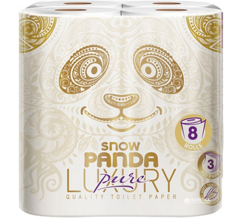 Туалетний папір Сніжна панда Luxury 3 шари 8 рулонів