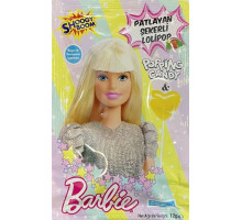 Льодяник на паличці Barbie зі смаком полуниці + вибухова карамель 12 г