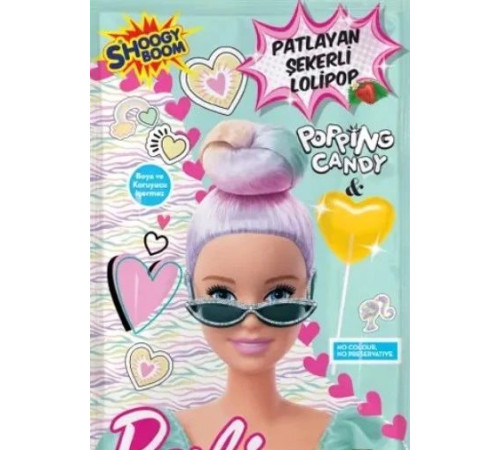 Льодяник на паличці Barbie зі смаком полуниці + вибухова карамель 12 г