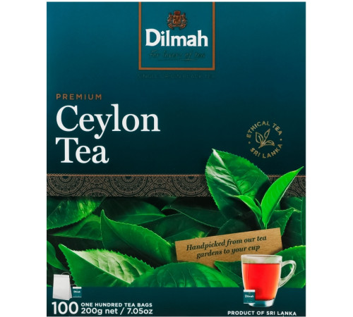 Чай чорний Dilmah Premium Ceylon Tea 200 г 100 пакетиків