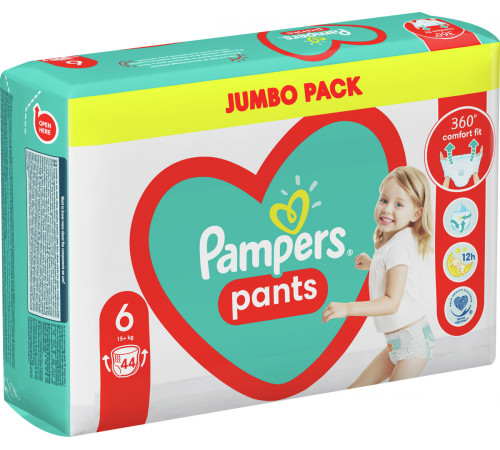 Підгузники-трусики Pampers Pants Розмір 6 (Extra Large) 15+ кг 44 шт