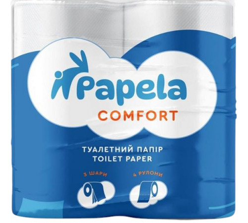 Туалетний папір Papela Comfort 3 шари 4 рулони